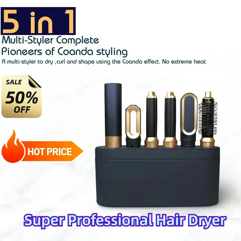 New Professional 5 in 1 Hair Dryer Hot Comb Set Curling Iron Hair Straightener Styling Tools Airwrap Negative Ions