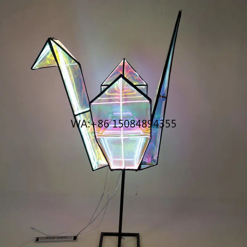Luxury LED Origami Crane Corridor Bracket Wedding Stage & Aisle Lighting Prop