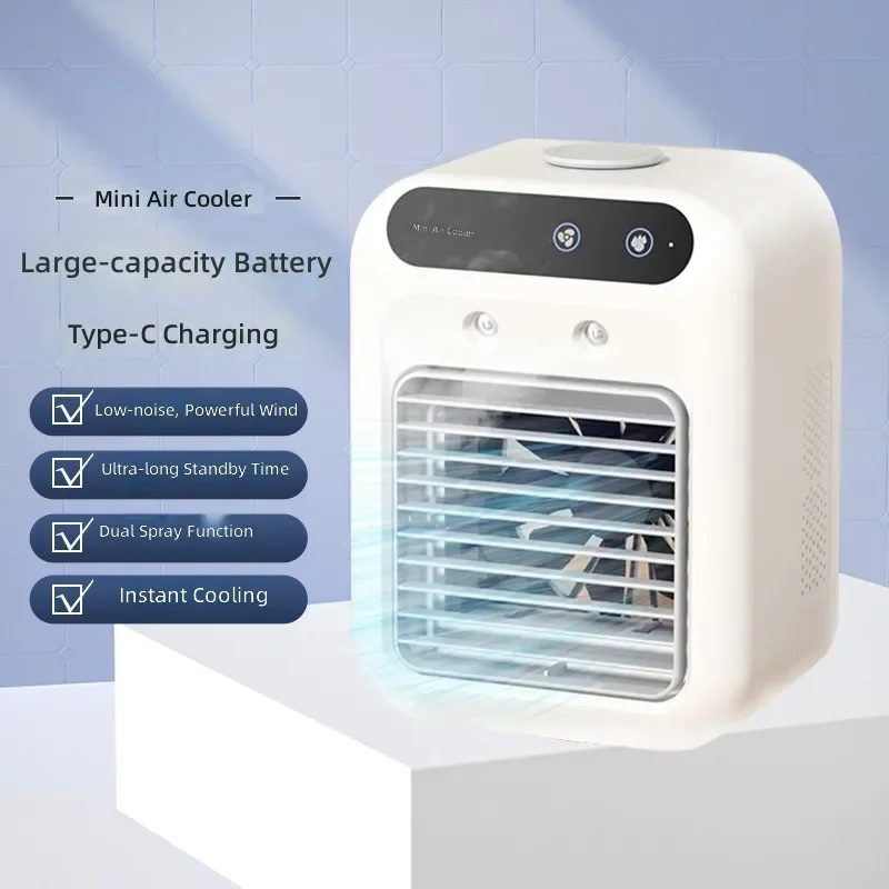 for  Desktop Spray Cold Fan Silent Large Wind Cooling Small Air Conditioner Movable Bedroom Humidification Mini