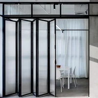 Living Room Aluminum Frame Glass Accordion Folding Door All Weather Villa Folding Doors Affordable Durable Stacking Doors 3