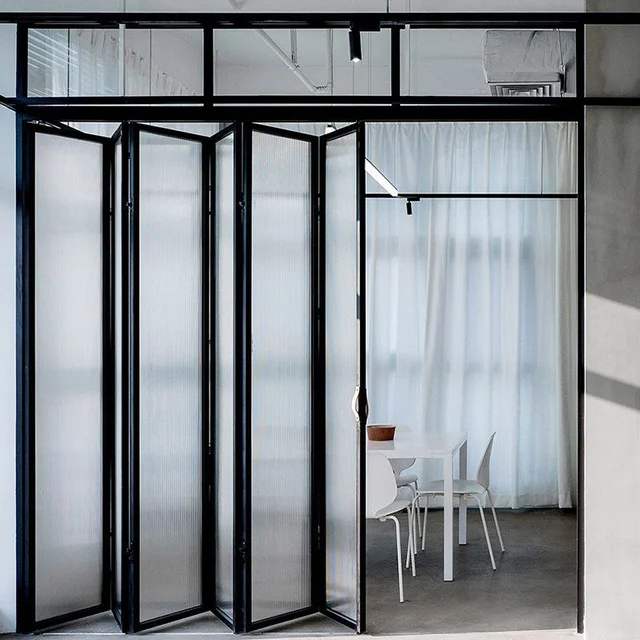 Living Room Aluminum Frame Glass Accordion Folding Door All Weather Villa Folding Doors Affordable Durable Stacking Doors 3