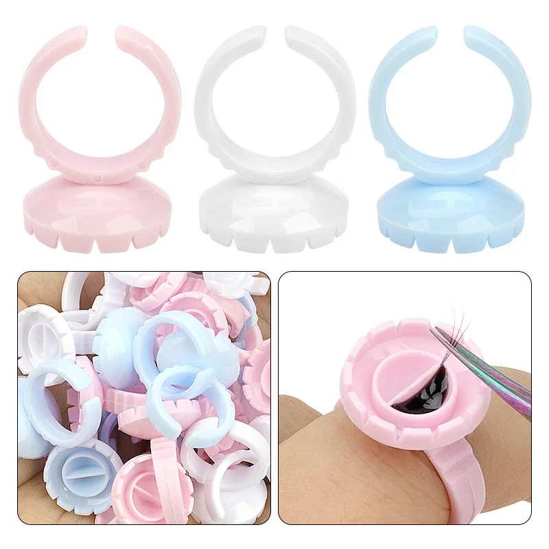 

100 pcs Glue Ring Cup for Lashes Fan Tattoo Pigment Holder Container Glue Holder anillos para adhesivo extensiones pestañas
