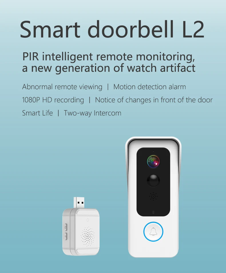 

2MP 1080P i-Cam+ APP Wireless WIFI Doorbell With Indoor USB Chime Video Door Phone Visual Door Viewer