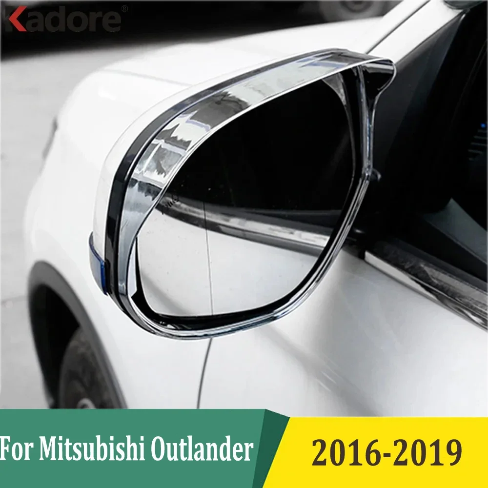 

For Mitsubishi Outlander 2016 2017 2018 2019 Chrome Rear Rearview Mirror Rain Shade Cover Trim Glass Sun Visor Shield Frame
