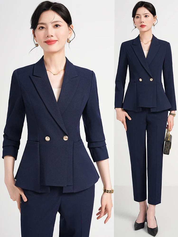 Olive Green Suit Set Women's Spring Autumn High-End Professional Jewelry Store Formal Workwear Hotel Manager Uniform