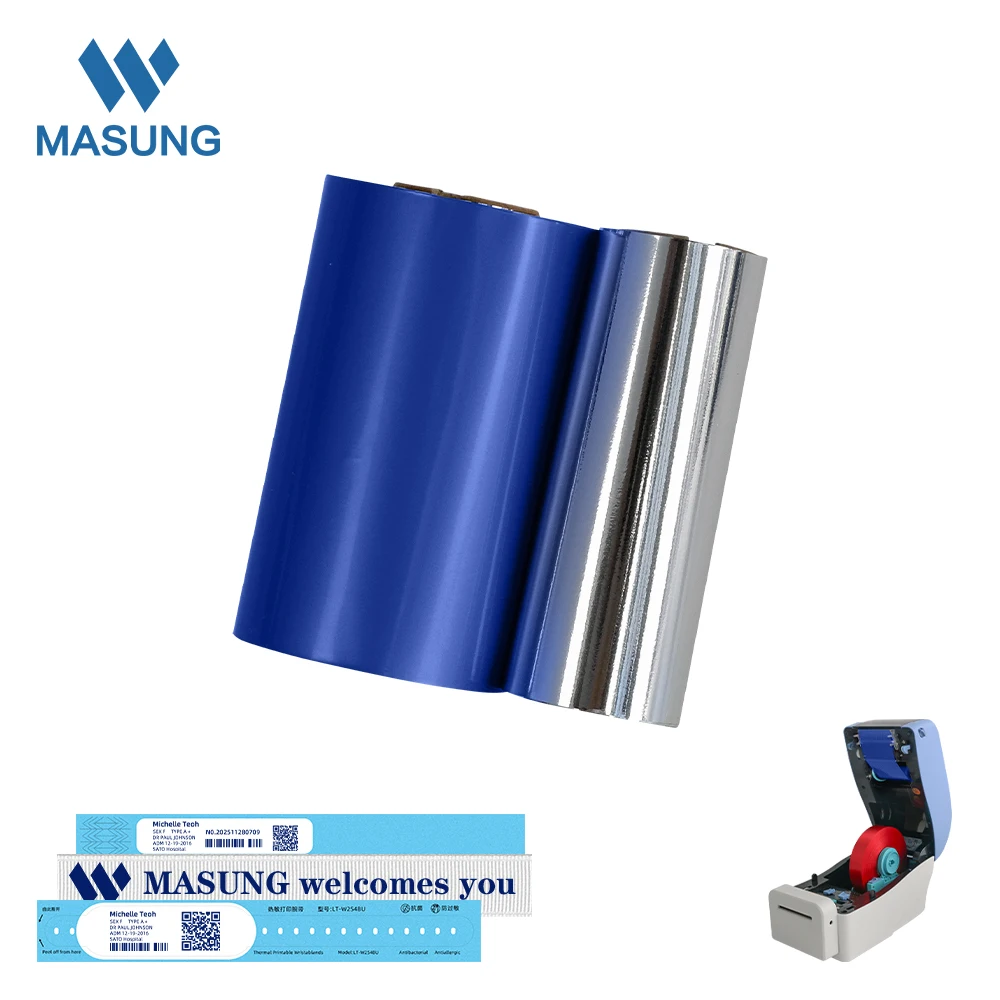 Masung 60mm x 100M Thermal Transfer Ribbon High-Quality Carbon Foil Roll for Barcode Printing