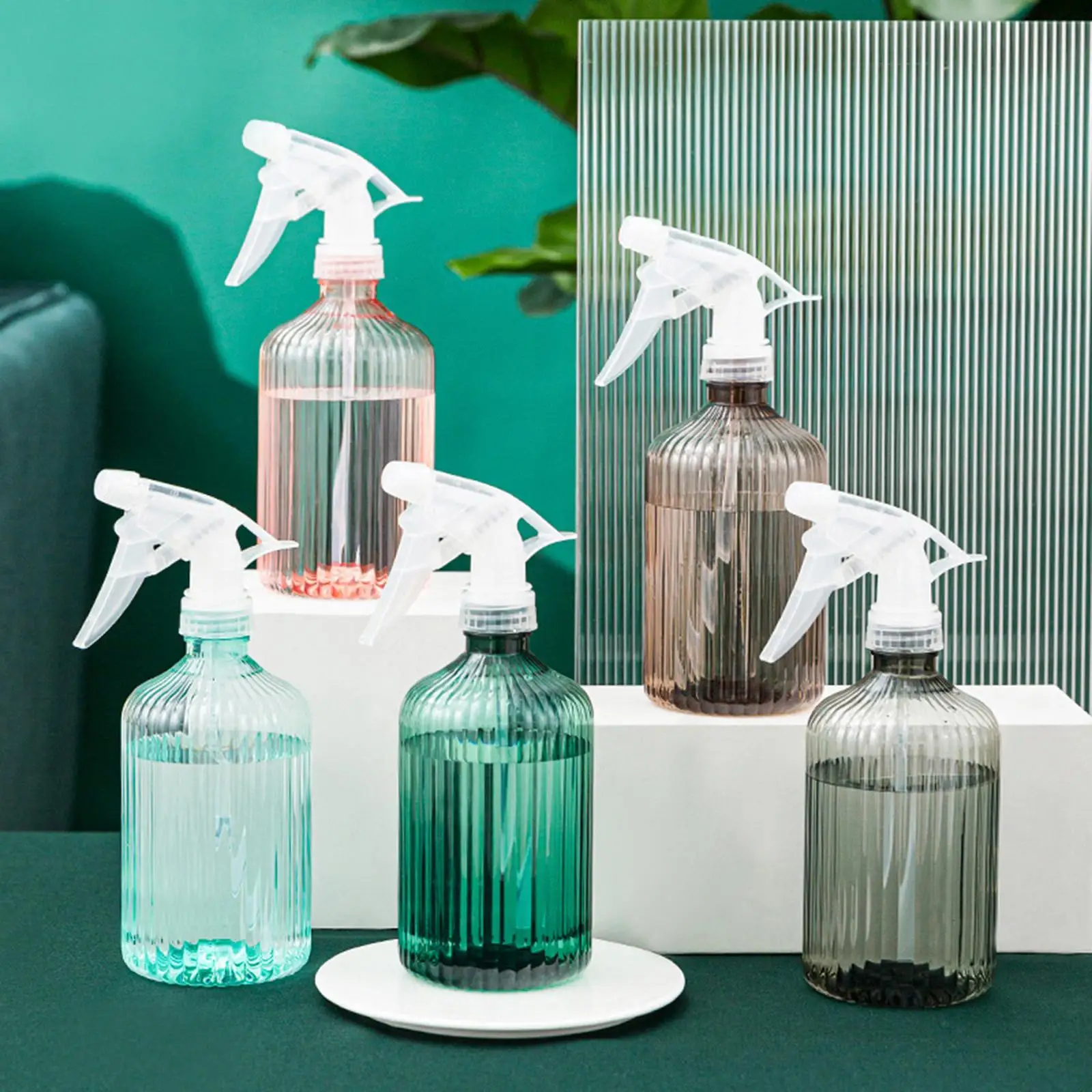 Empty Spray Bottle Multifunction Adjustable Nozzle Transparent Body Water Mister Bottle for Gardening Hair Salon Cooking Plants