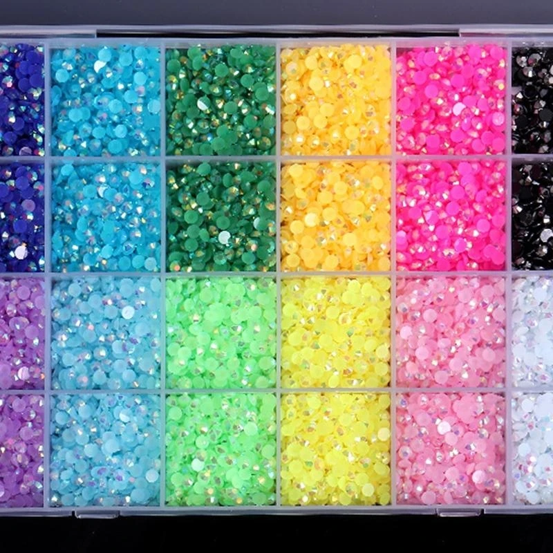 G99E Resin Glitter 3D Rhinestones AB Flat Back Shiny Stones Art Decoration Mixed Pack Crystal Accessory