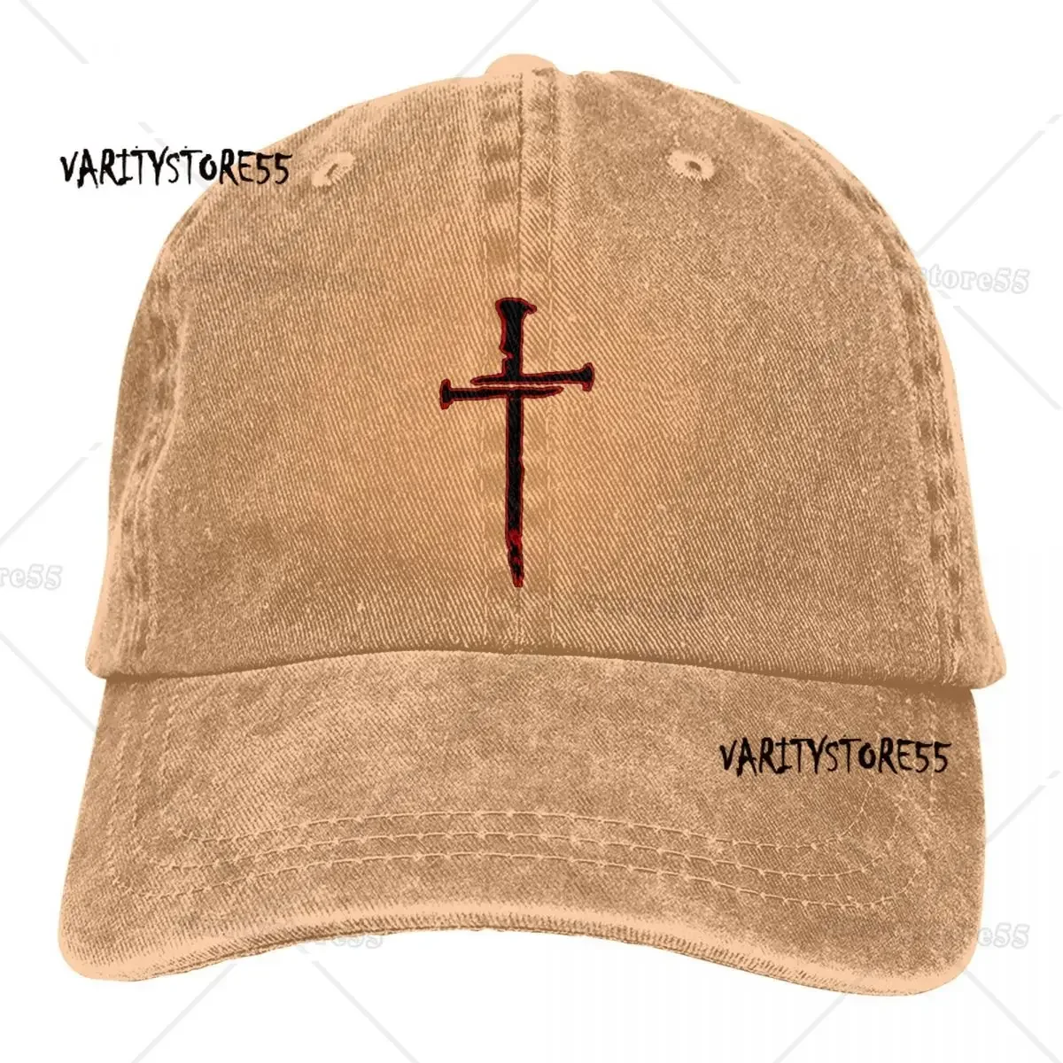 Pure Color Dad Hats Nails Black And Red Color Women's Hat Sun Visor Baseball Caps JasosGod Cross Peaked Cap