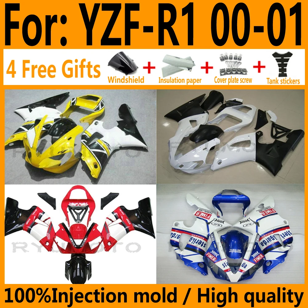 Motorcycle Injection mold fairings kit for YAMAHA YZF R1 YZF1000 00 01 R1 bodywork fairing YZFR1 2000 2001