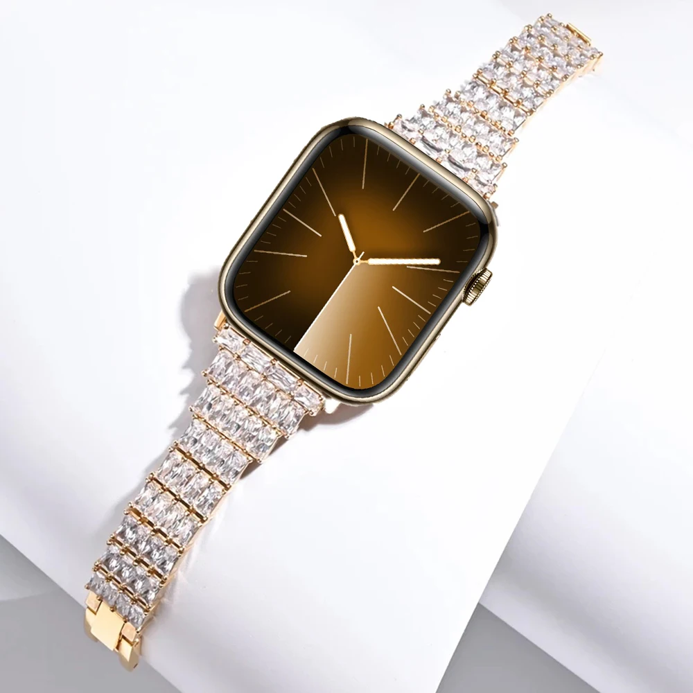 Women Diamond Strap For Apple Watch Series 10 9 8 7 6 5 46mm 42mm 41mm 45mm 38mm 40mm 44mm Band Bracelet For iWatch Ultra 2 49mm