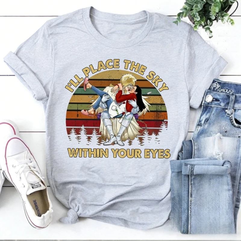 I'll Place The Sky Within Your Eyes Vintage T-Shirst Lovers Movie Fan Labyrinth anime Shirt David Bowie casual graphic t-shirts