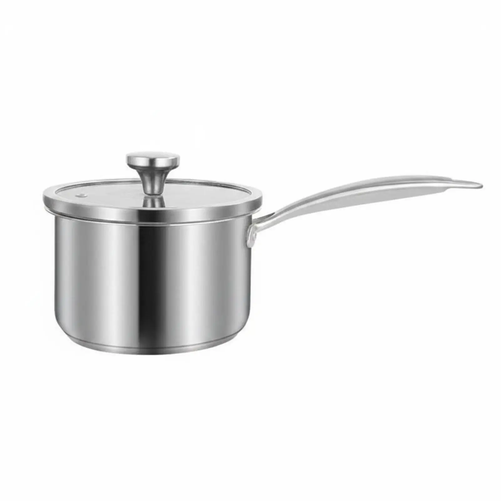 Double-walled milk pot made of 316 stainless steel with lid, thickened handle,
