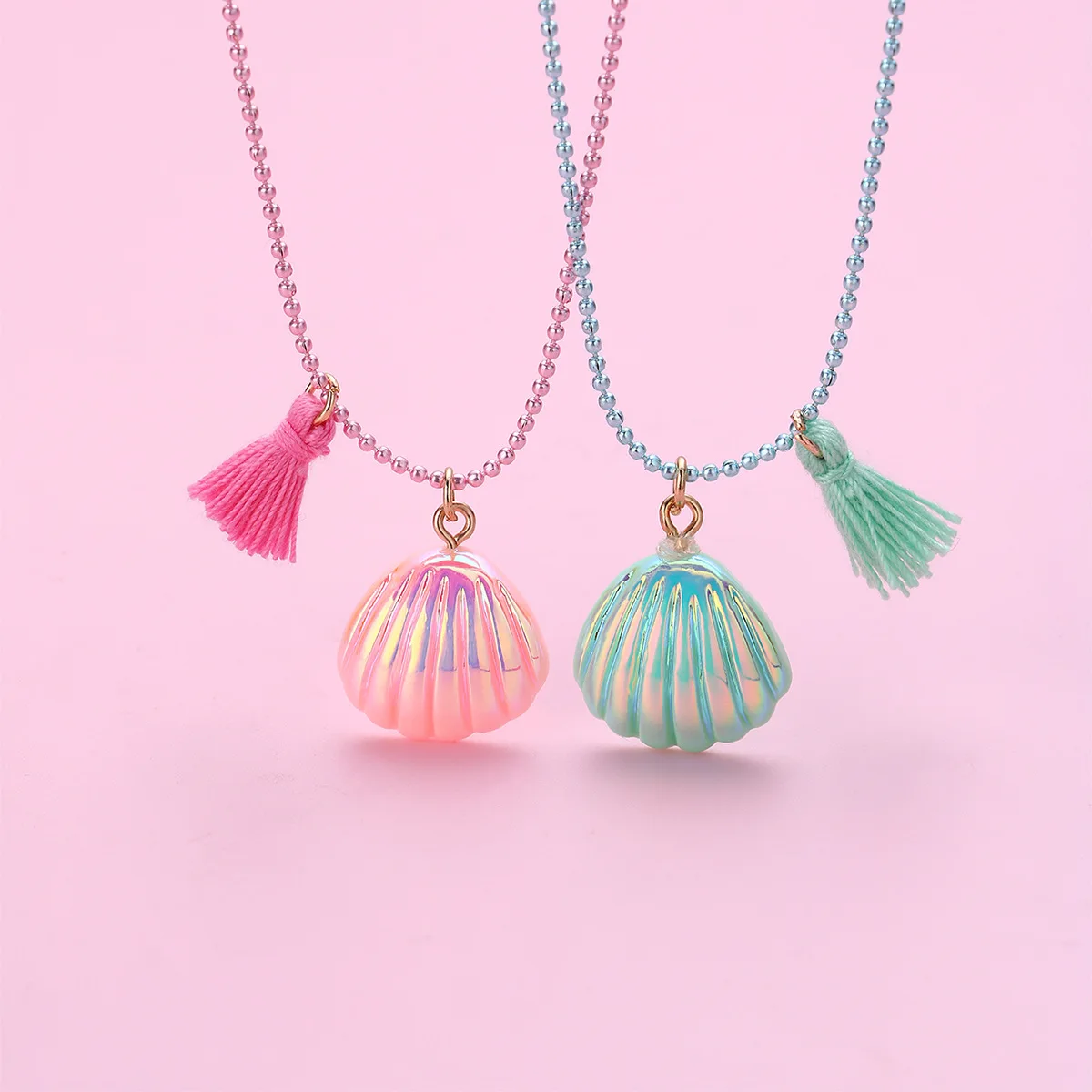 New Tassel Tassel Pendant Simple Alloy Mother Of Pearl Necklace Versatile Double Chain Jewelry Wholesale