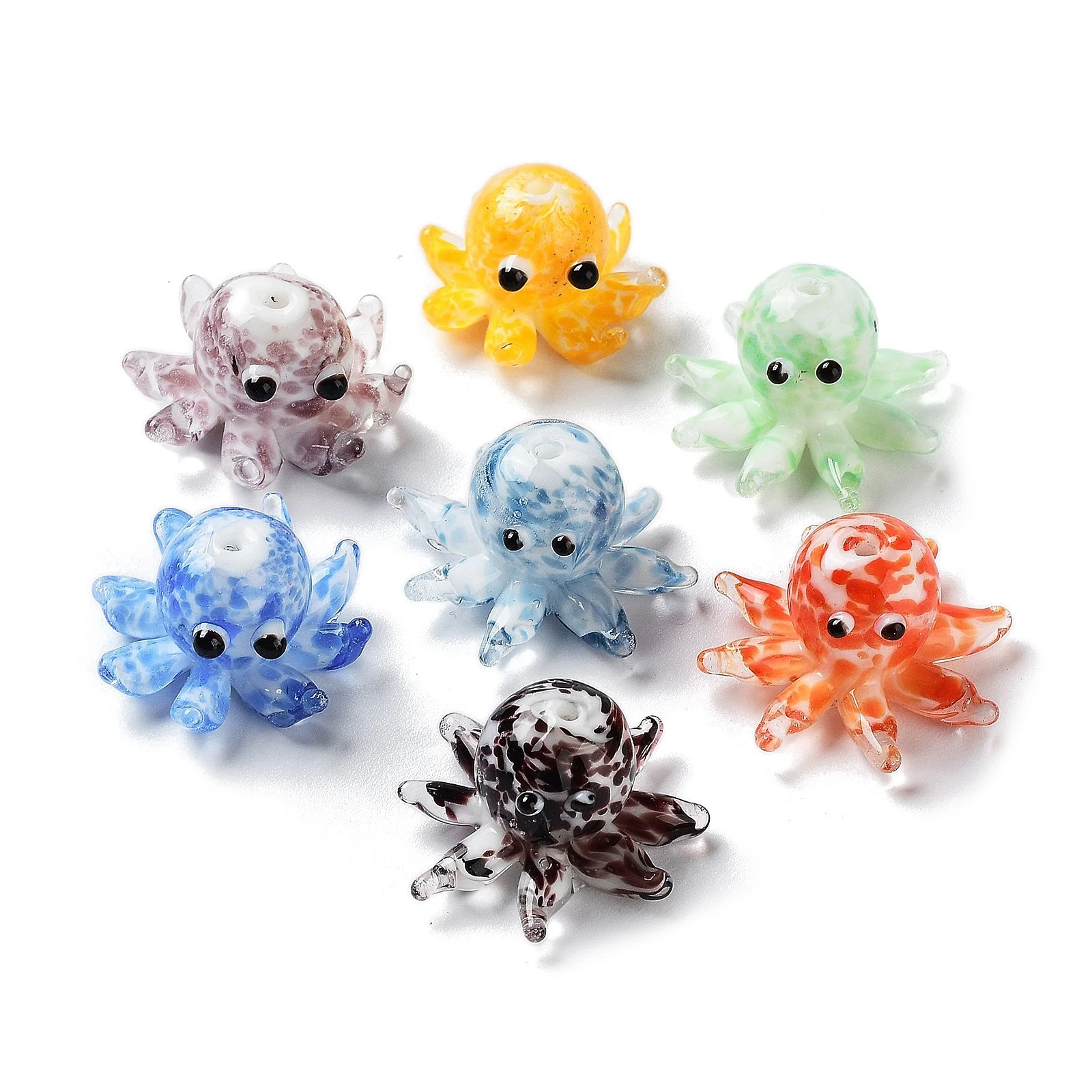 

20pcs Cute Octopus Lampwork Beads Handmade Ocean Animal Beads with Enamel For Dangle Earrings Jewelry DIY Making Accessories