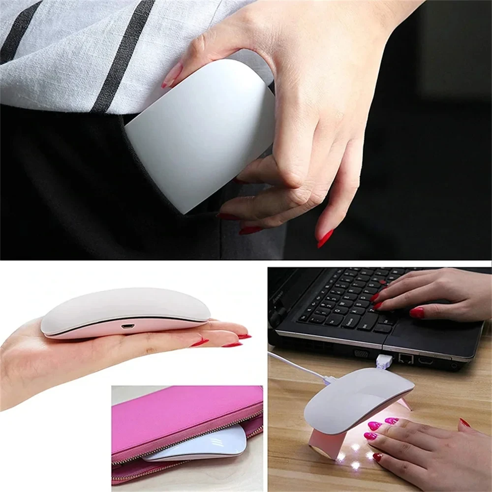 Mini secador de uñas de 6W, lámpara Led UV blanca y rosa, interfaz Usb portátil, muy conveniente para uso doméstico