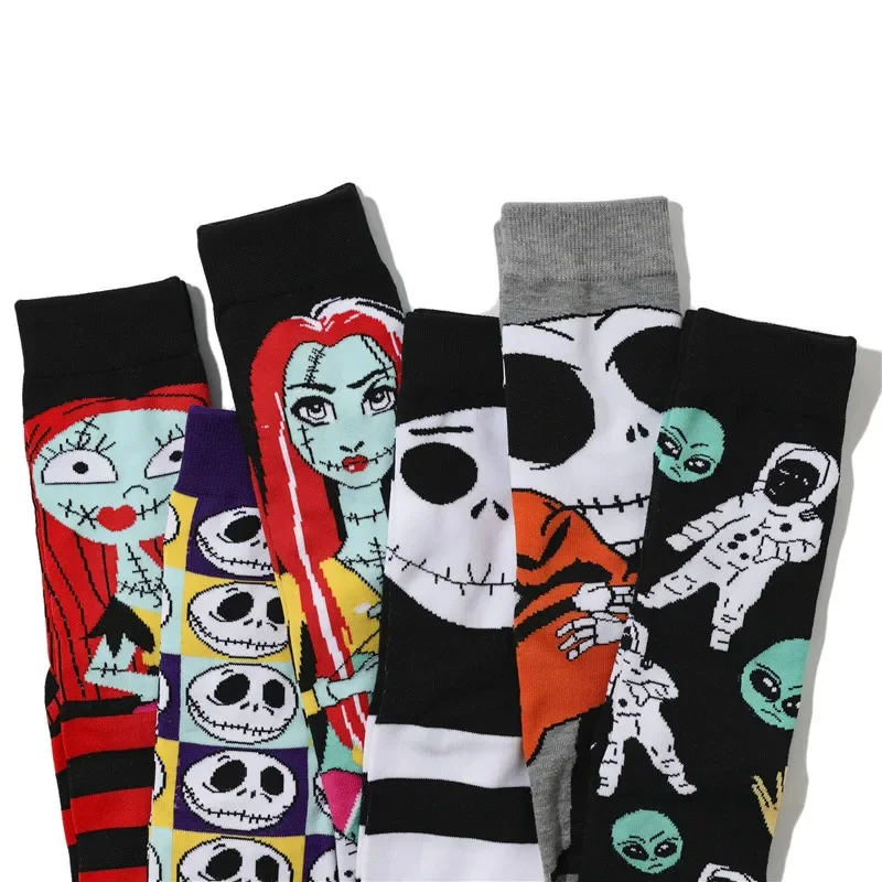 Disney Nightmare Before Christmas Cotton Sock Jack Sally Cartoon Anime Figure Ins Stocking Men Women Adult Winter Warmth Neutral