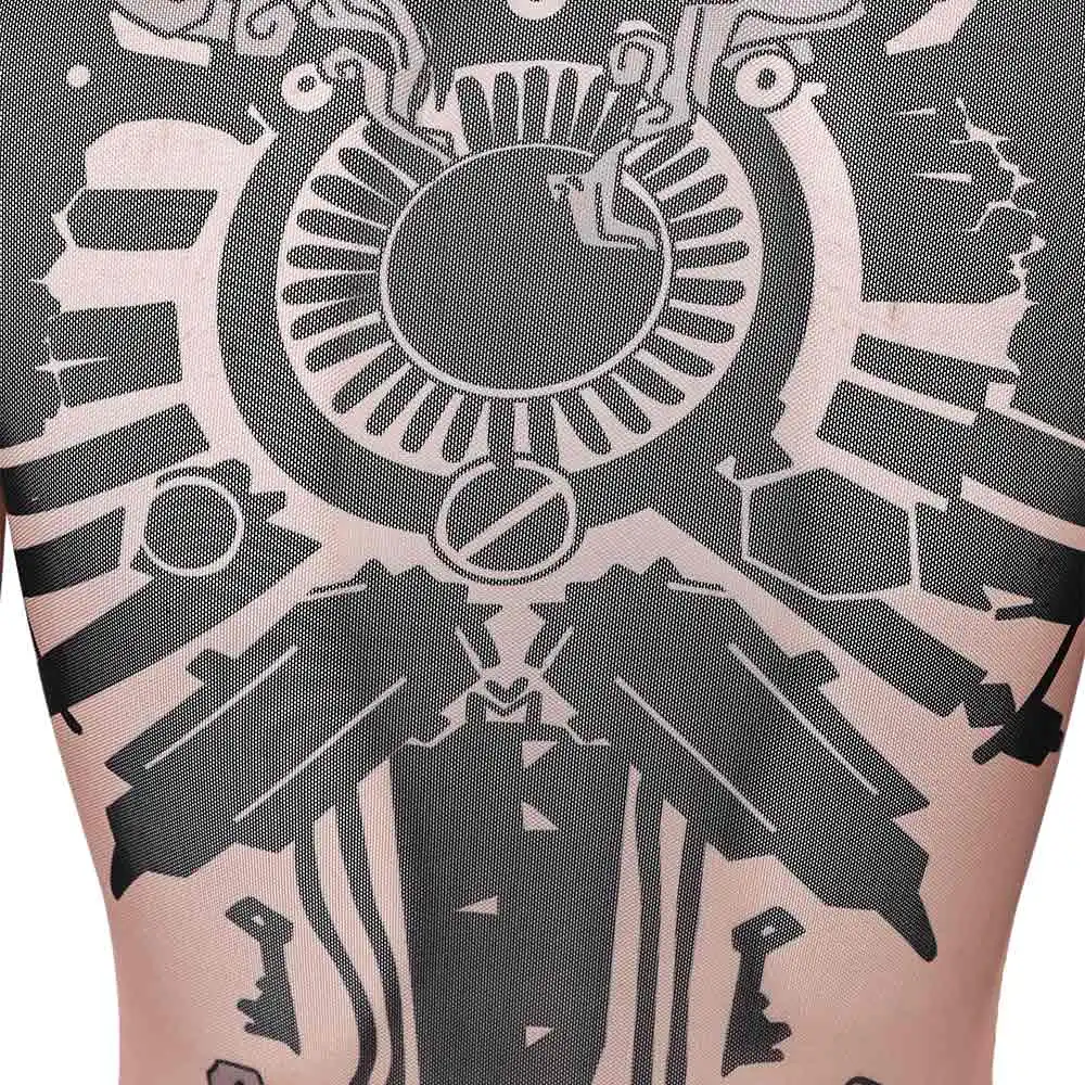 Arcane Vi Cosplay Tattoo Printed Top Costume Game LOL Arcane Disuise Long Sleeved Innerwear Women Disguise Halloween Party Suits