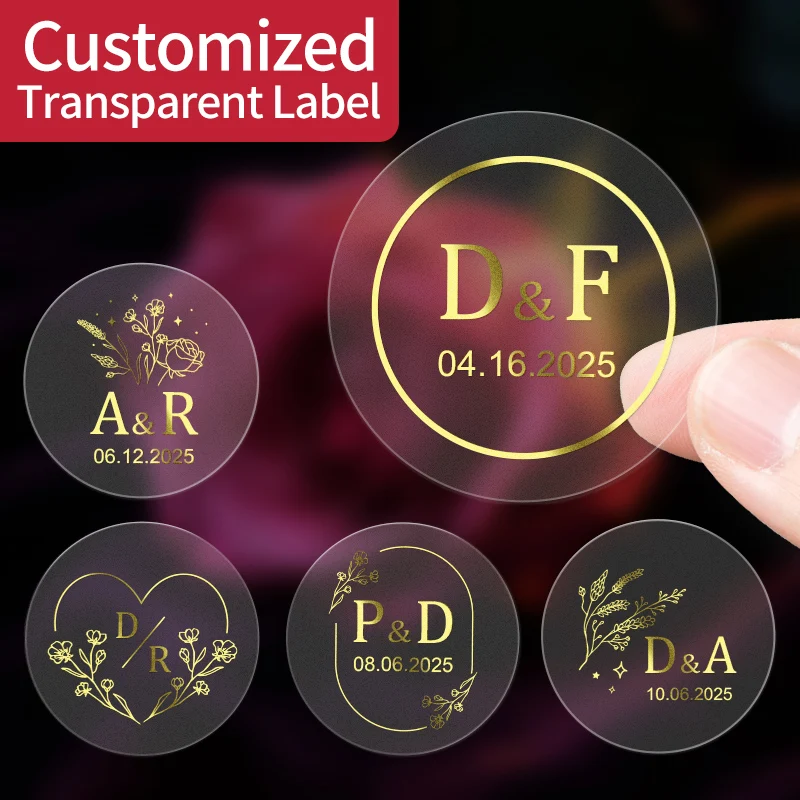 Custom Transparent Gold Stickers - Vibrant Colors Adhesive Labels for Celebration, Gift Tags, Event Decor & DIY Craft Projects