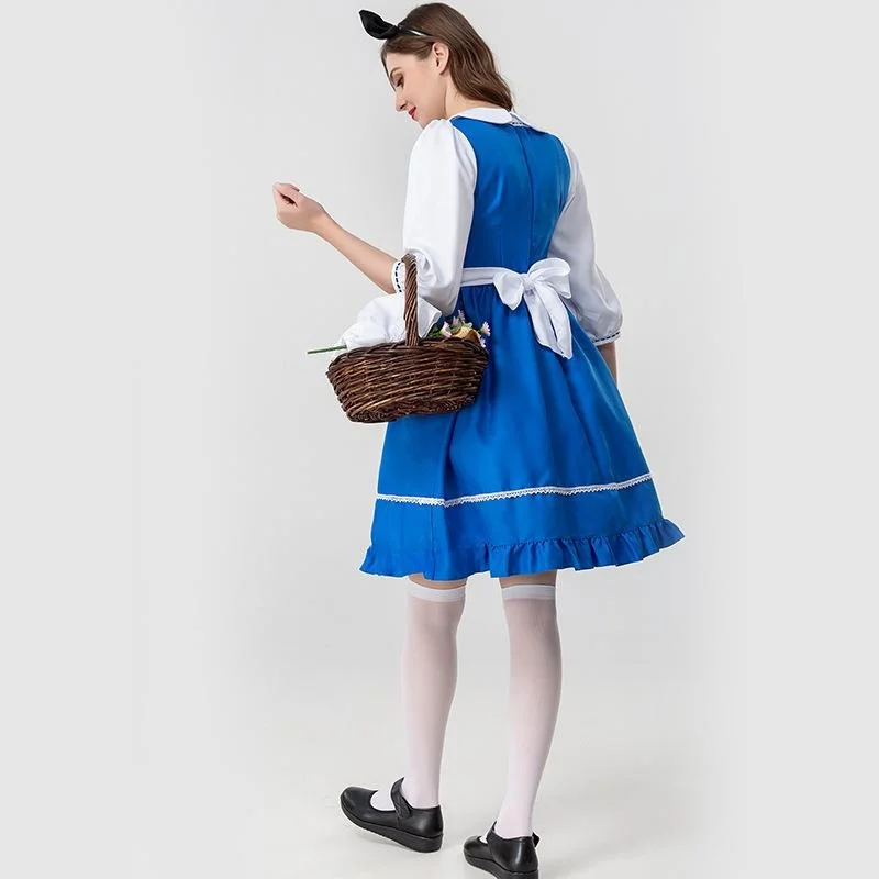 Blauer Aufdruck Alice im Wunderland Erwachsene Immobilienmädchen Dr. Fly Passendes Outfit Kindertag Halloween Kostüm Damen Faion