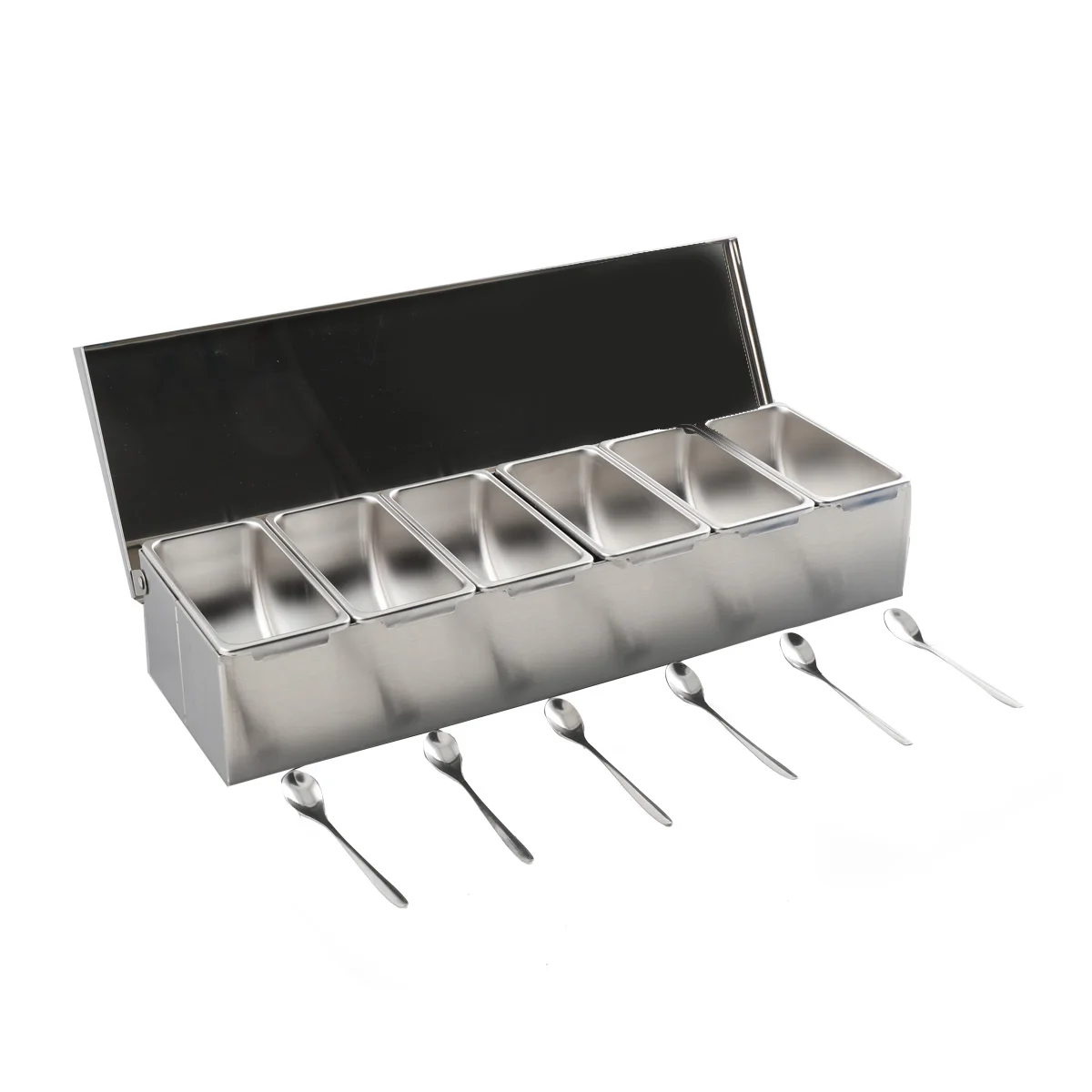 6-teilige Zutatenbox aus Edelstahl für Salz, Zucker, Käse, Soße, Gewürzbox, Pizza, Werkzeug, Snack-Aufbewahrungsbox – Detail 16