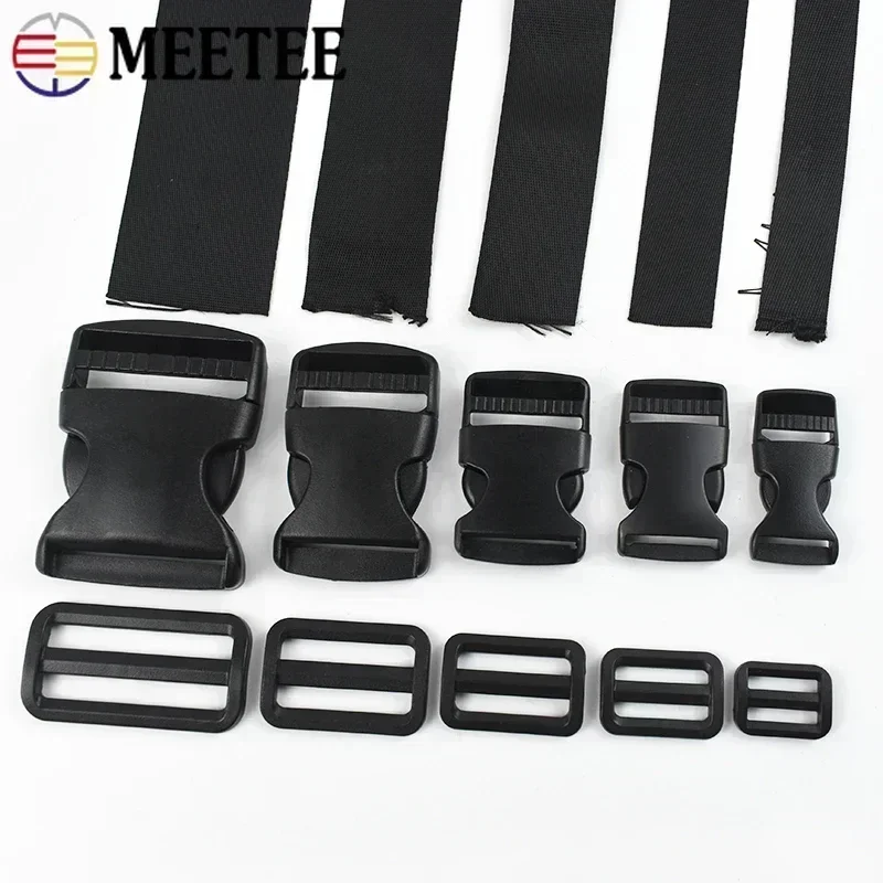 

1-5Sets 20-50mm Plastic Adjustable Release Buckles Backpack Webbing Tape Bag Straps Side Clip Slider Clasp Repair Accessories