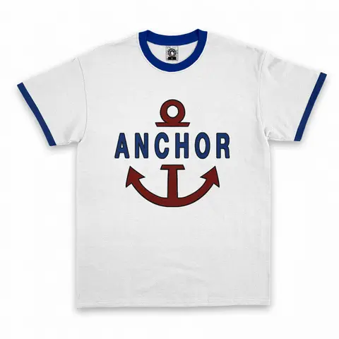 Bandai Anchor Symbol Ringer T-Shirt Nautical Minimalist Casual Tee Kids/Adults Jerseys Are Suitable for Daily and Training Wear