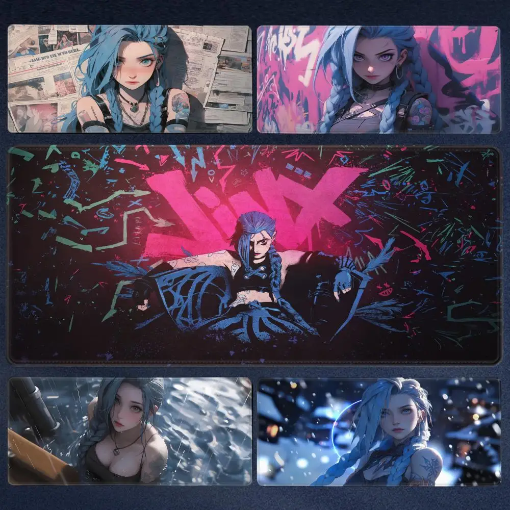 

Premium Rubber Mouse Pad Arcane League of Legends Jinx Mousepad Laptop Colorful Graffiti Anime Girl Extended Gaming Keyboard Pad