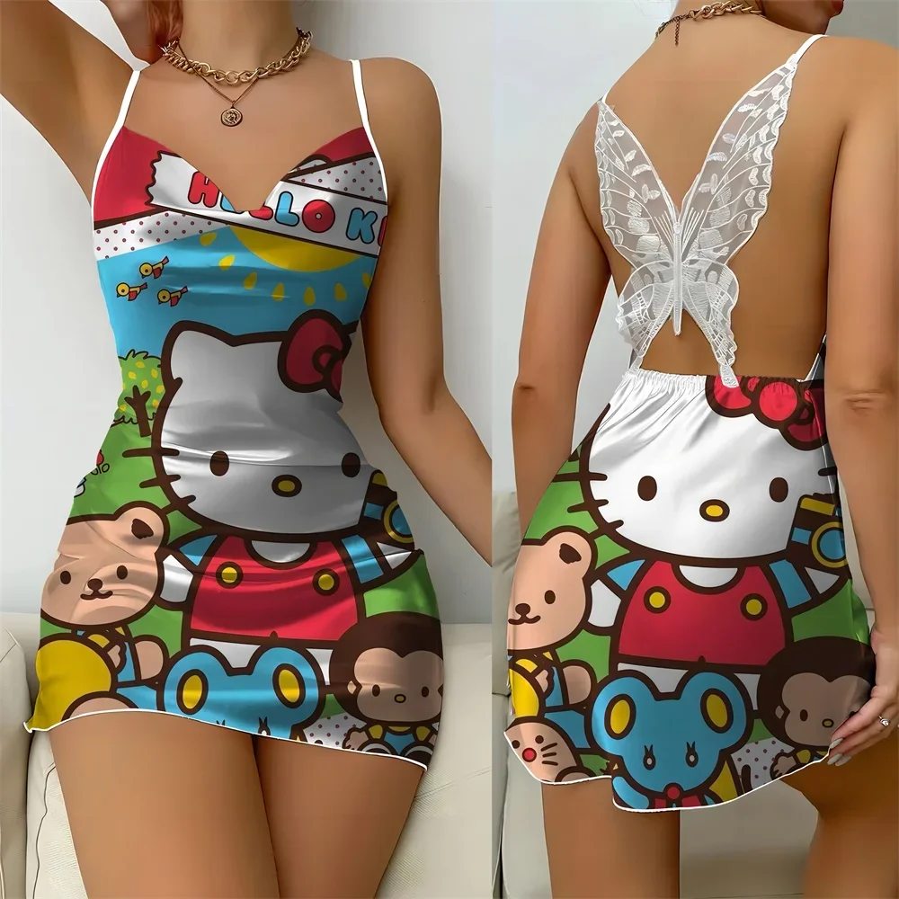 Summer Fashion Sleepwear for Women Sexy Sleevesless Female Nightwear Sexy Women's Slip Dress Pajama New Cartoon Pattern Pajama