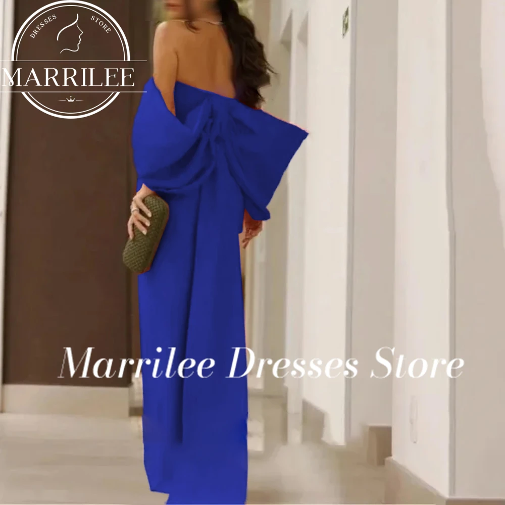 MarrilRed-vestido de sirena personalizado para mujer, vestido de invitados de boda con abertura lateral y hombros descubiertos, Vestidos sencillos