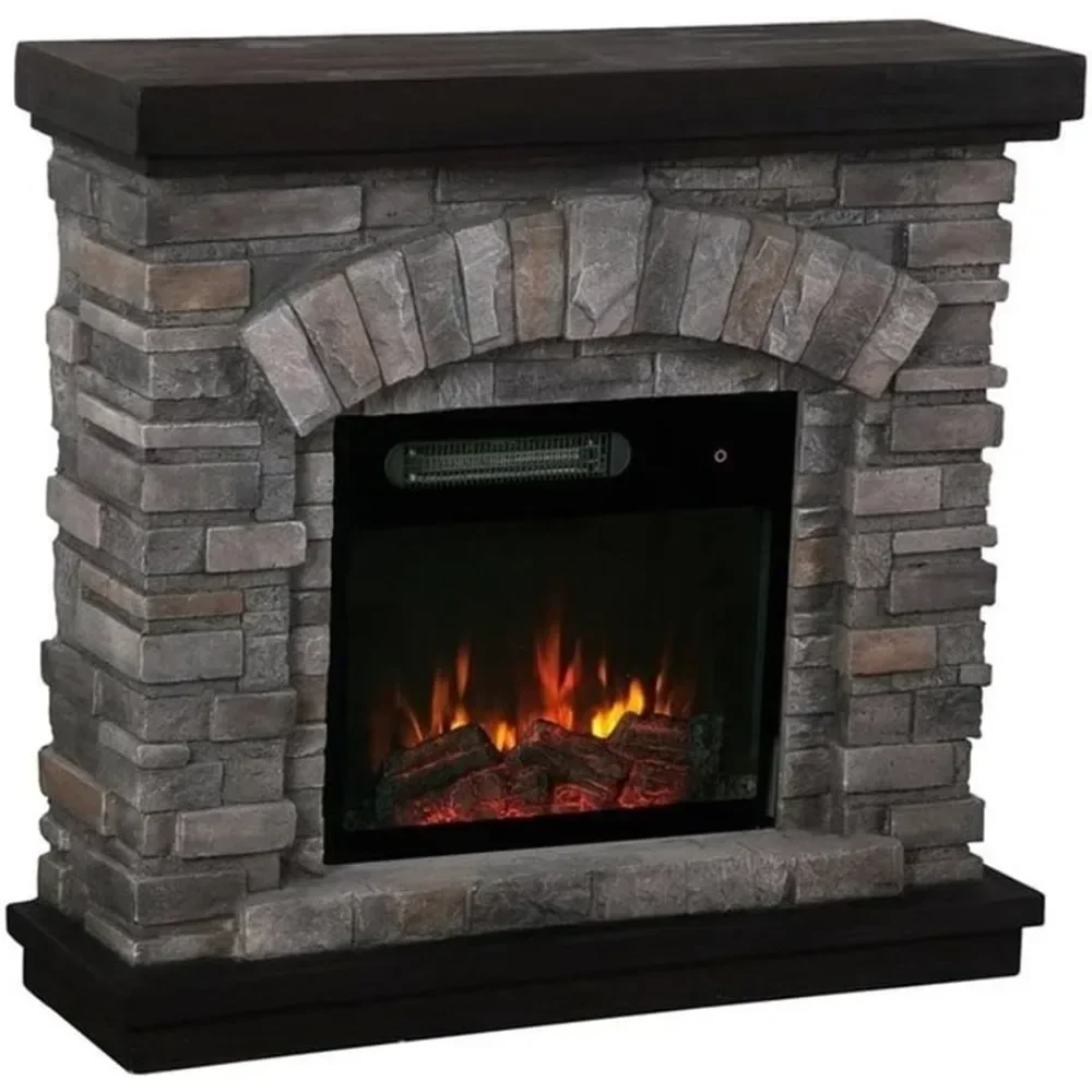 

36" Farmhouse Ceramic Magnesium Oxide Freestanding Electric Fireplace with 4 Flickering Flame Effect Settings