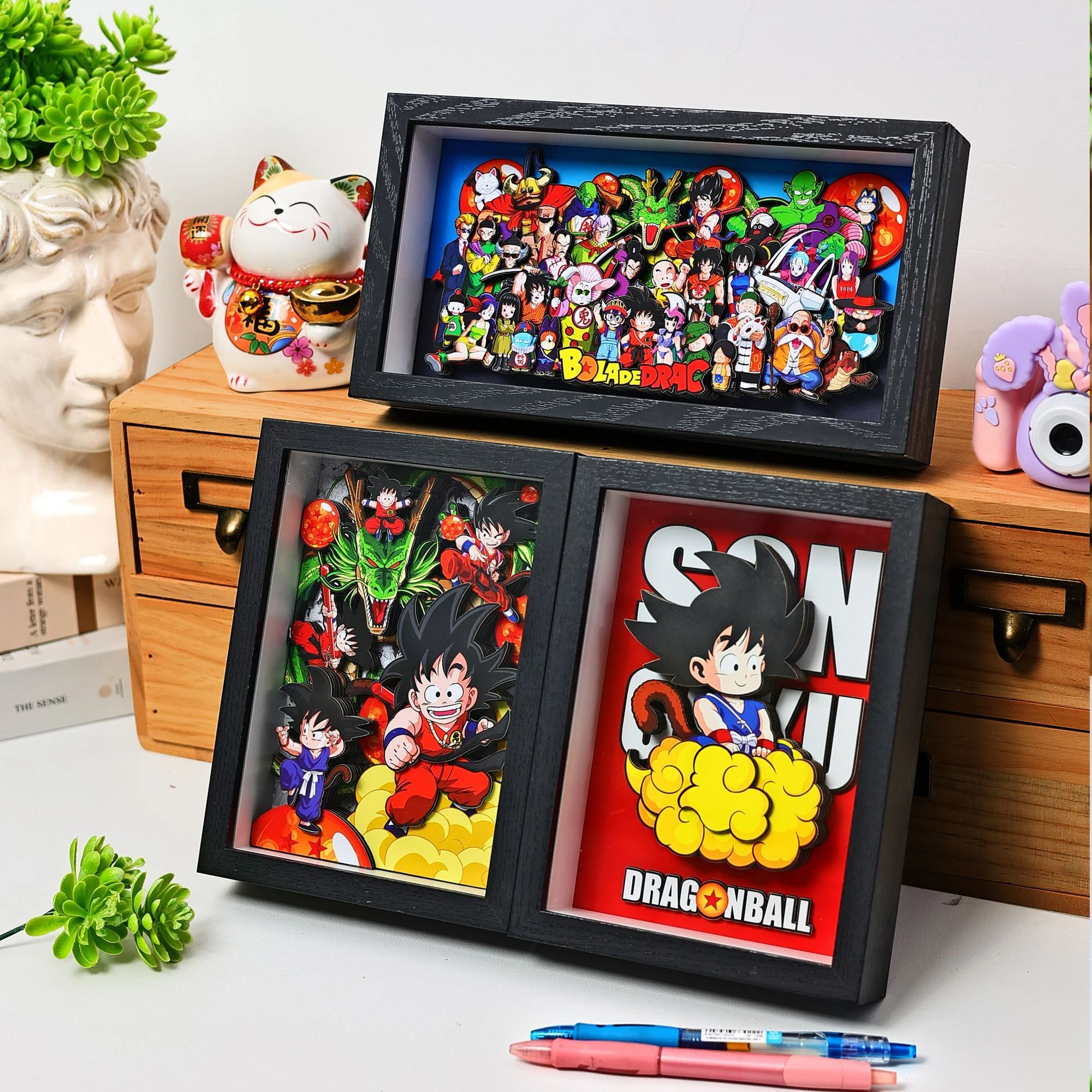 Dragon Ball 3D Paper Carving Draw - Super Saiyan Goku Handmade Layered Paper Art Painting Wall Decor, Anime Fans Birthday Gift