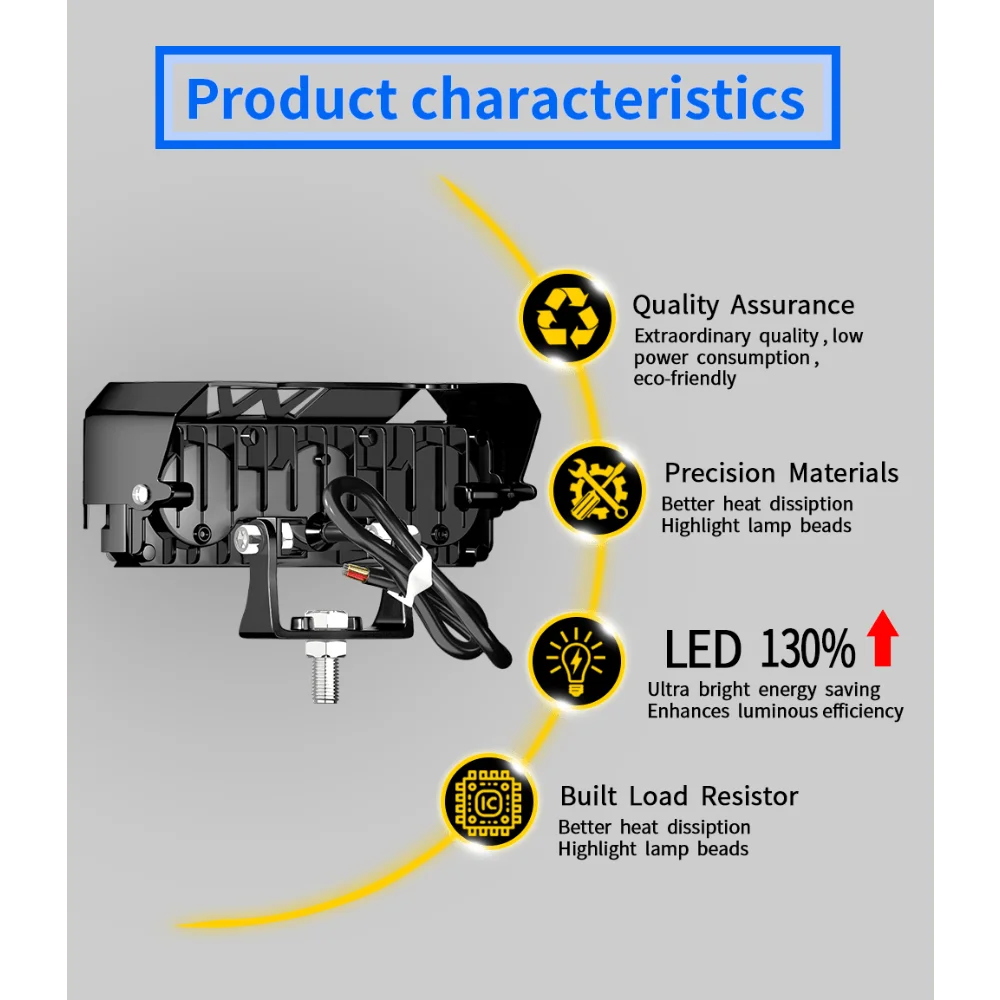 ضوء عمل 12 وات 3LED - مفتاح بارد/دافئ، مصباح أمامي للطرق الوعرة، للسيارة/موتو/جيب/SUV، جزء عصري #2