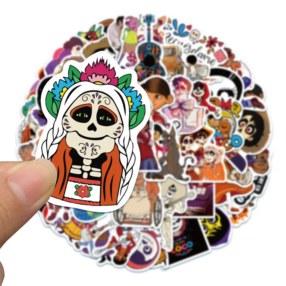 10/30/50pcs Disney Movies Coco Stickers Kawaii Miguel Cartoon Sticker Scrapbooking Suitcase Guitar Laptop Kid Anime Decals Toys