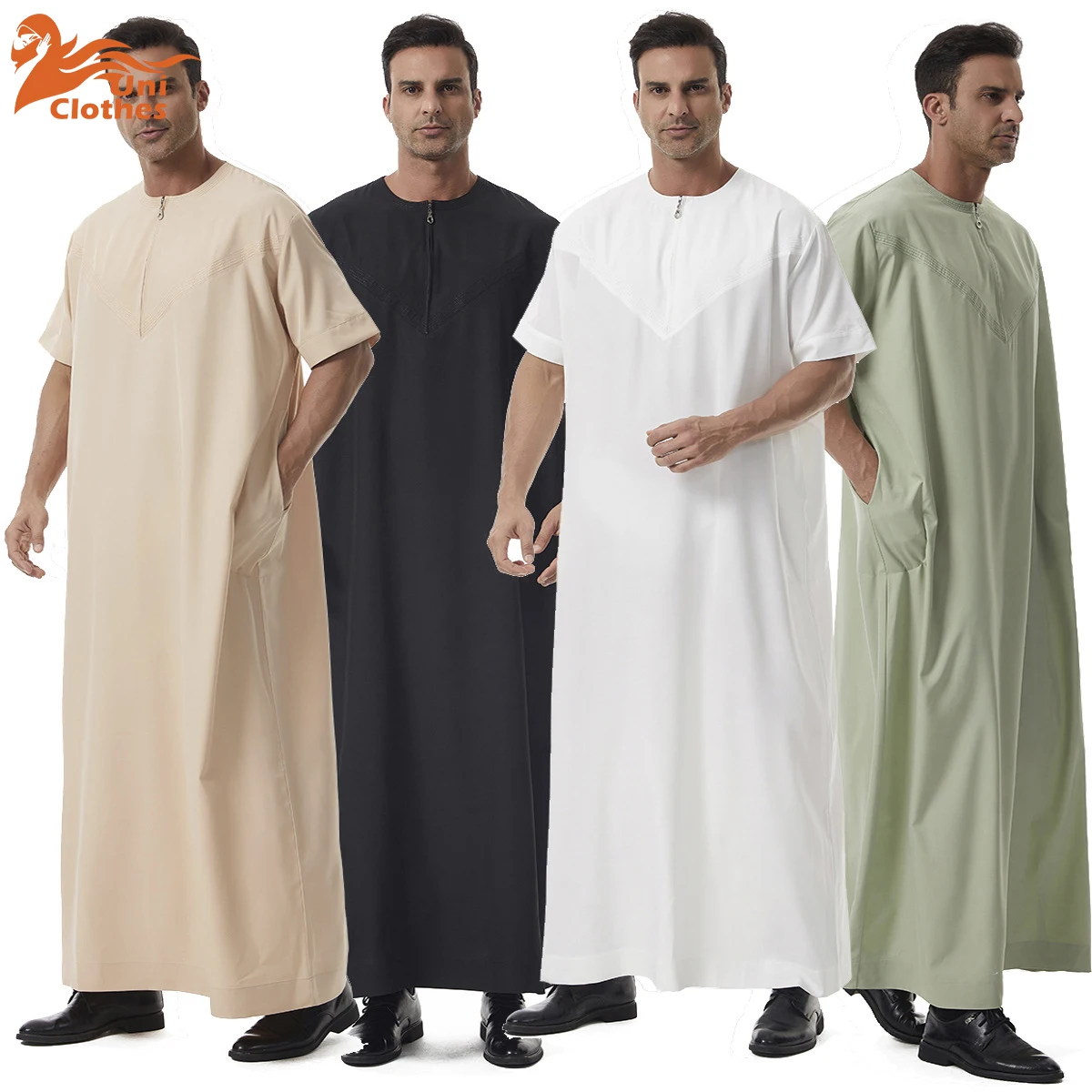 Nuovo Thobe Mens Thawb Thoub Musulmano Islamico Abaya Daffah Abito Abito Stile Saudita Abito Arabo Dubai Caftano Medio Oriente