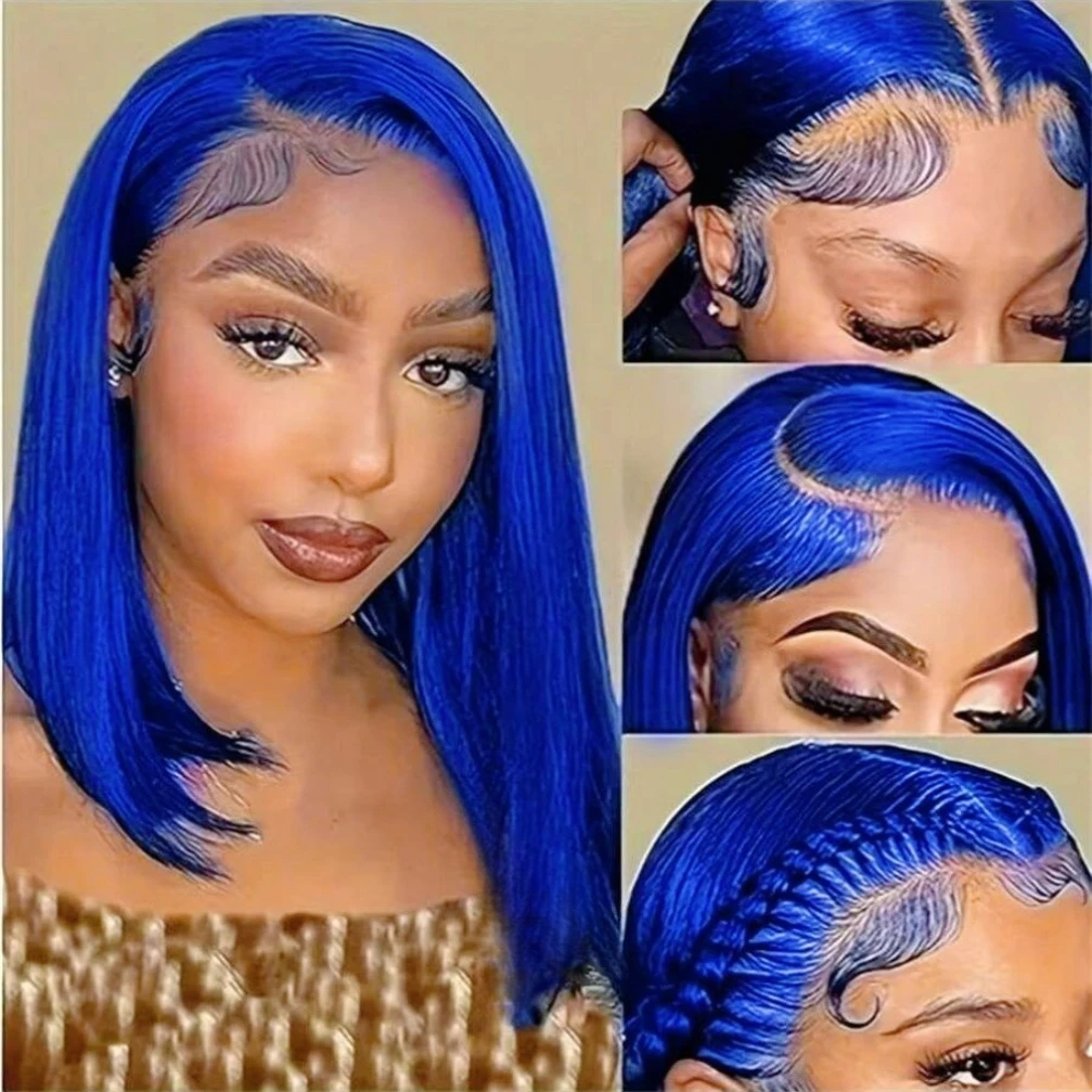 13x4-lace-frontal-blue-colored-short-bob-human-hair-for-women-branzilian-virgin-hair-wig-transparent-lace-wig-pre-plucked