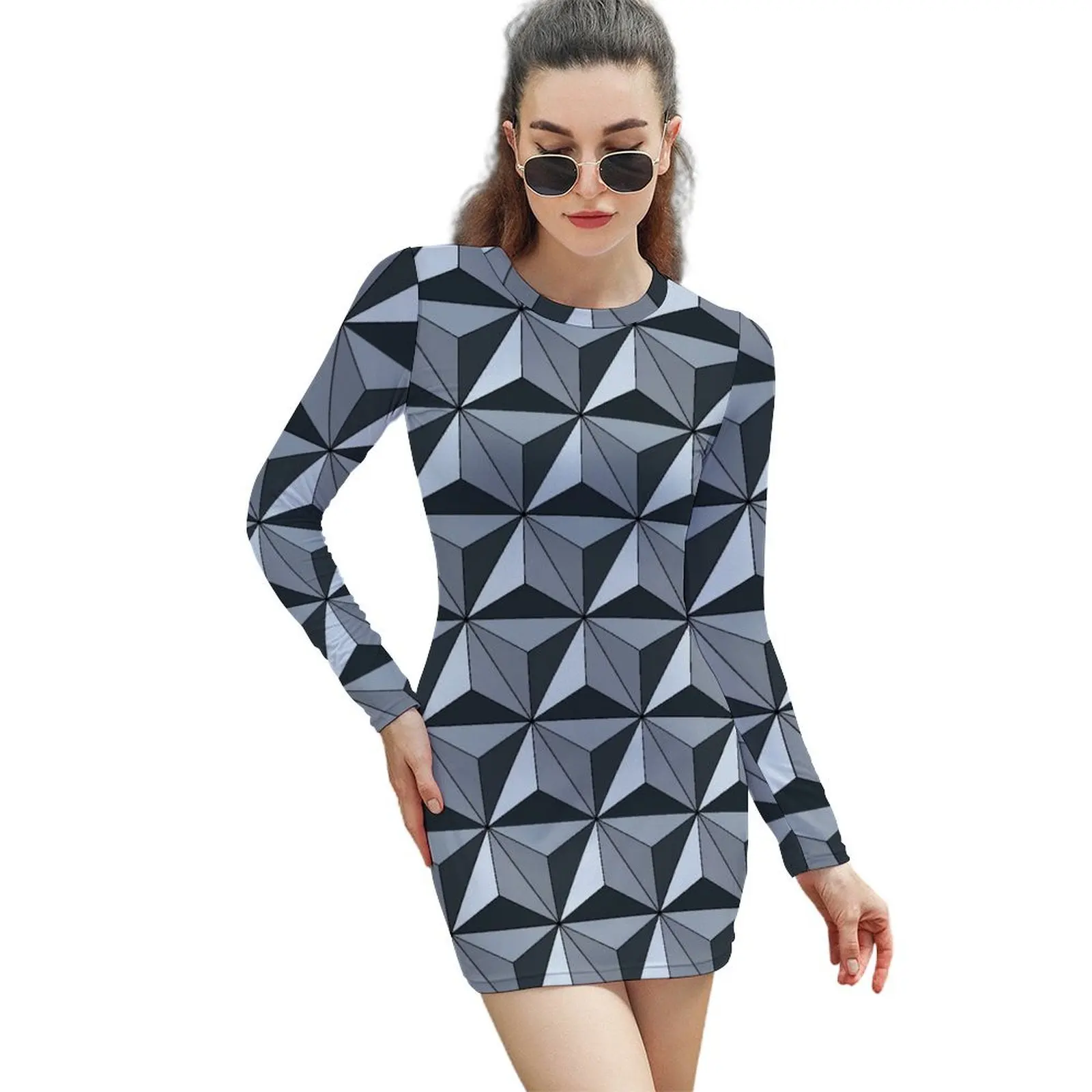 

Spaceship Earth - Silver Long-Sleeved Sheath Dress summer dress woman 2024 summer women's dress 2024