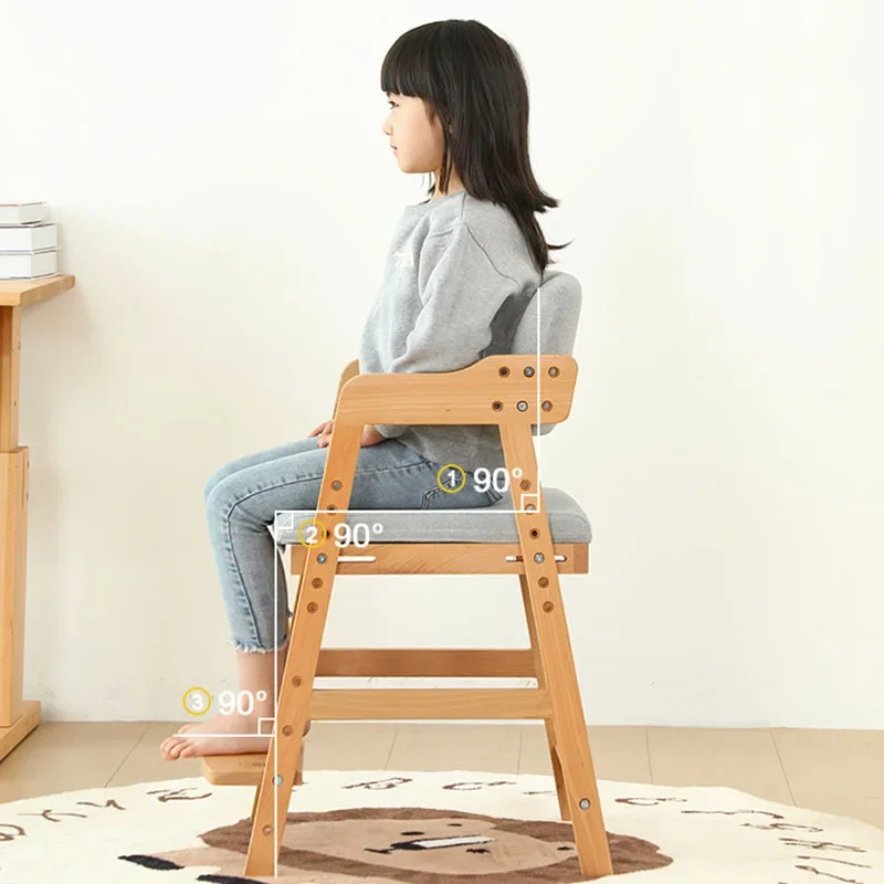 School Furniture Room Children's Kids Girl Study Wooden Design Safety Height Adjustable Seat Silla Infantil Chairs Auxiliary JGY