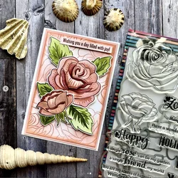 Alinacutle Rose Flower Clear Stamps Dies Cut Stencils Foil Plate Scrapbooking Paper Craft Metal Cutting Dies Transparent Stamps