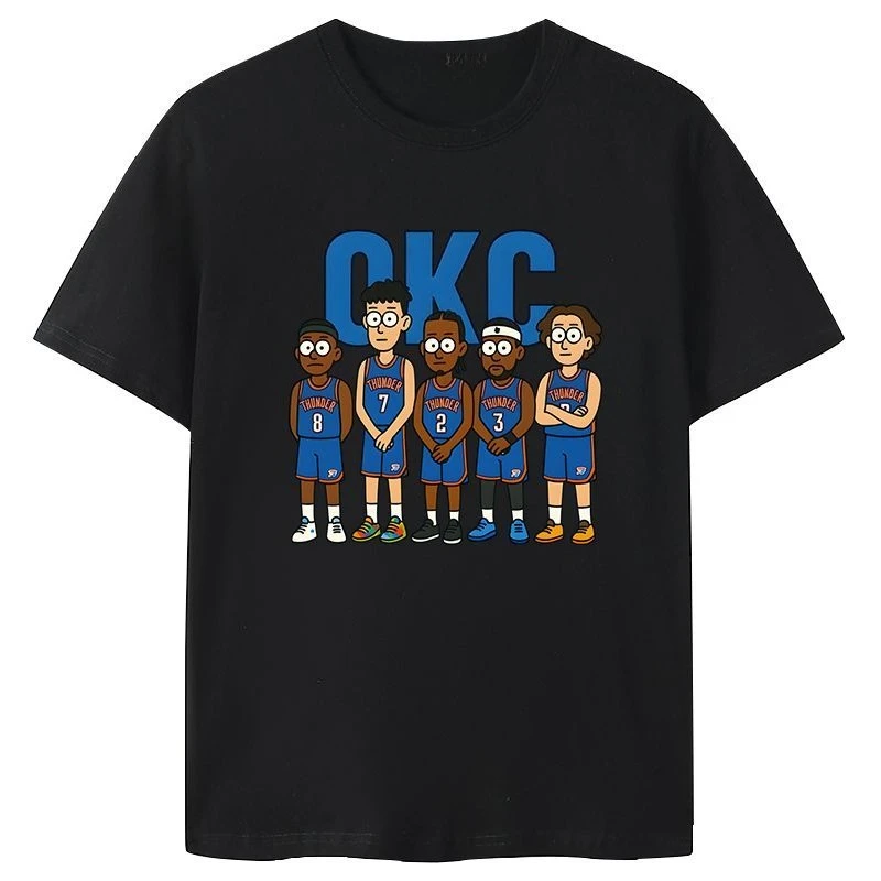 SGA تريند العلامة التجارية تصميم الرجال والنساء Playoff OKC المشجعين مع نفس تي شيرت قصير الأكمام القطن الخالص كرة السلة سترة رياضية علوية