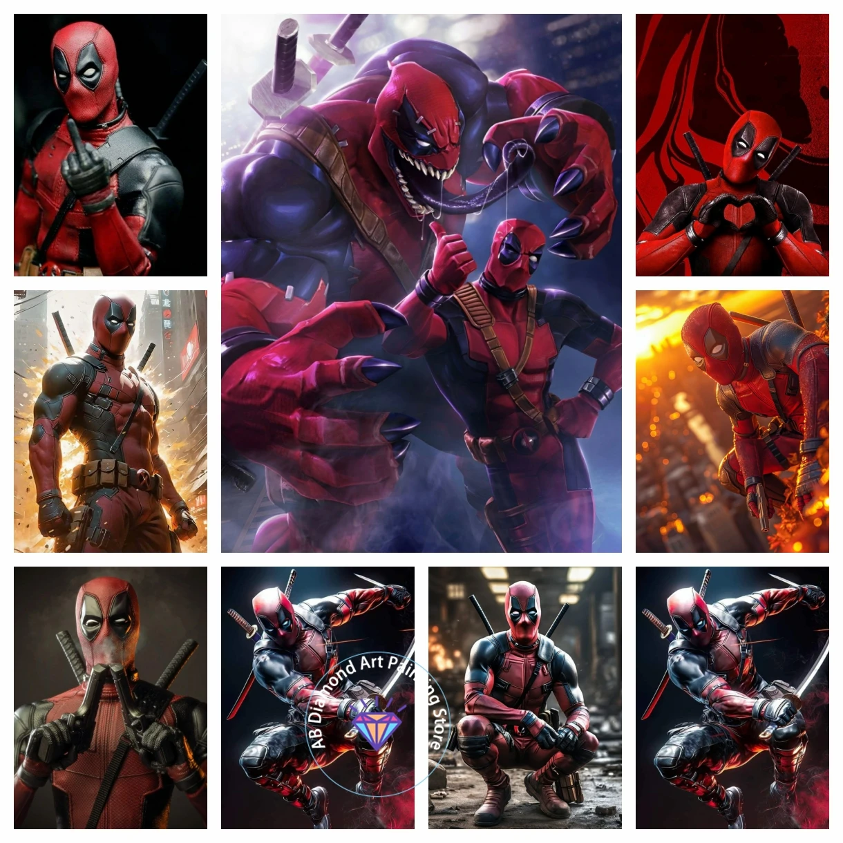 

Deadpool and Wolverine 5D DIY AB Diamond Painting Kit Diamond Embroidery Cross Stitch Handmade Art Gift Crafts Home Decoration