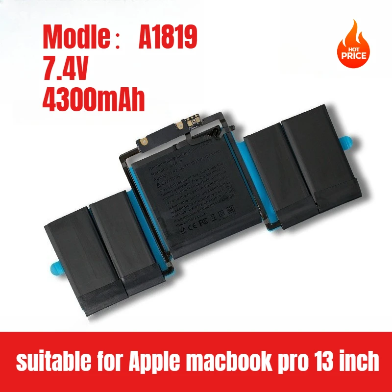 

A1819 notebook battery,suitable for Apple macbook pro 13 inch A1706 MLH12LL/A A1819 notebook battery large capacity 7.4V 4300mAh