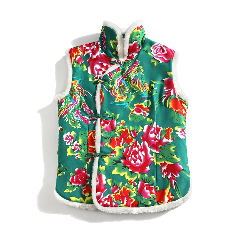 

Мужской жилет с хлопковой подкладкой и цветочным принтом, куртка в китайском стиле, зимняя мужская свободная верхняя одежда Hanfu, женский модный жилет, мужские пальто с цветочной талией
