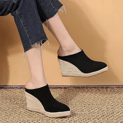 Spring Summer Fashion High Heels Women Party Shoes Brand Modern Elegant Ladies Wedges 9cm Women Pumps Black D293