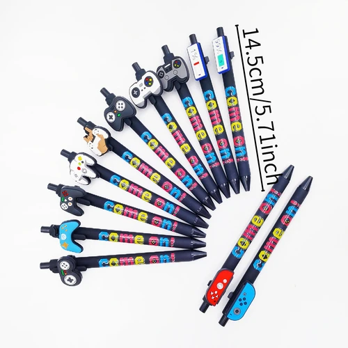 Imagen 2 del producto Bolígrafo con tema de mango de consola de juegos de 6/12/24 piezas, adecuado para oficina, estudio, escritura escolar, bolígrafo neutral.