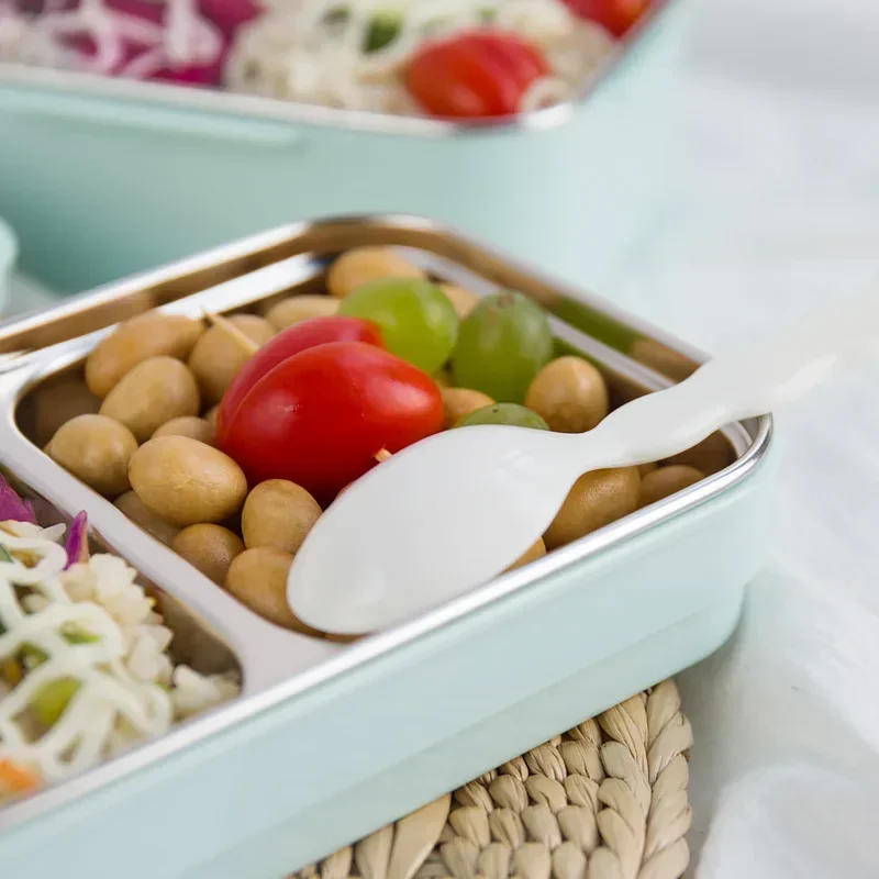 Pudełko na Lunch z motywem kreskówkowym dwuwarstwowy pojemnik na jedzenie ze stali nierdzewnej przenośny dla dzieci piknik szkolny pojemnik Bento