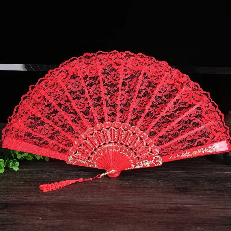 Folding Lace Hand Fan for Ladies, Dance Accessories, Old Wedding Decor, Home Decoration, Ornament