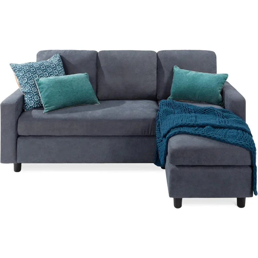 

Upholstered Sectional Sofa for Home w/Chaise Lounge, 3-Seat, L-Shape Design, Reversible Ottoman Bench, 680lb Capacity