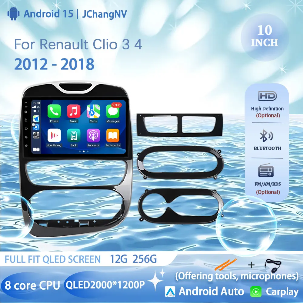 

10" Android 15 Car Multimedia CarPlay Autoradio for Renault Clio 3 4 2012 - 2018 Car Radio Multimedia Player Android Auto GPS