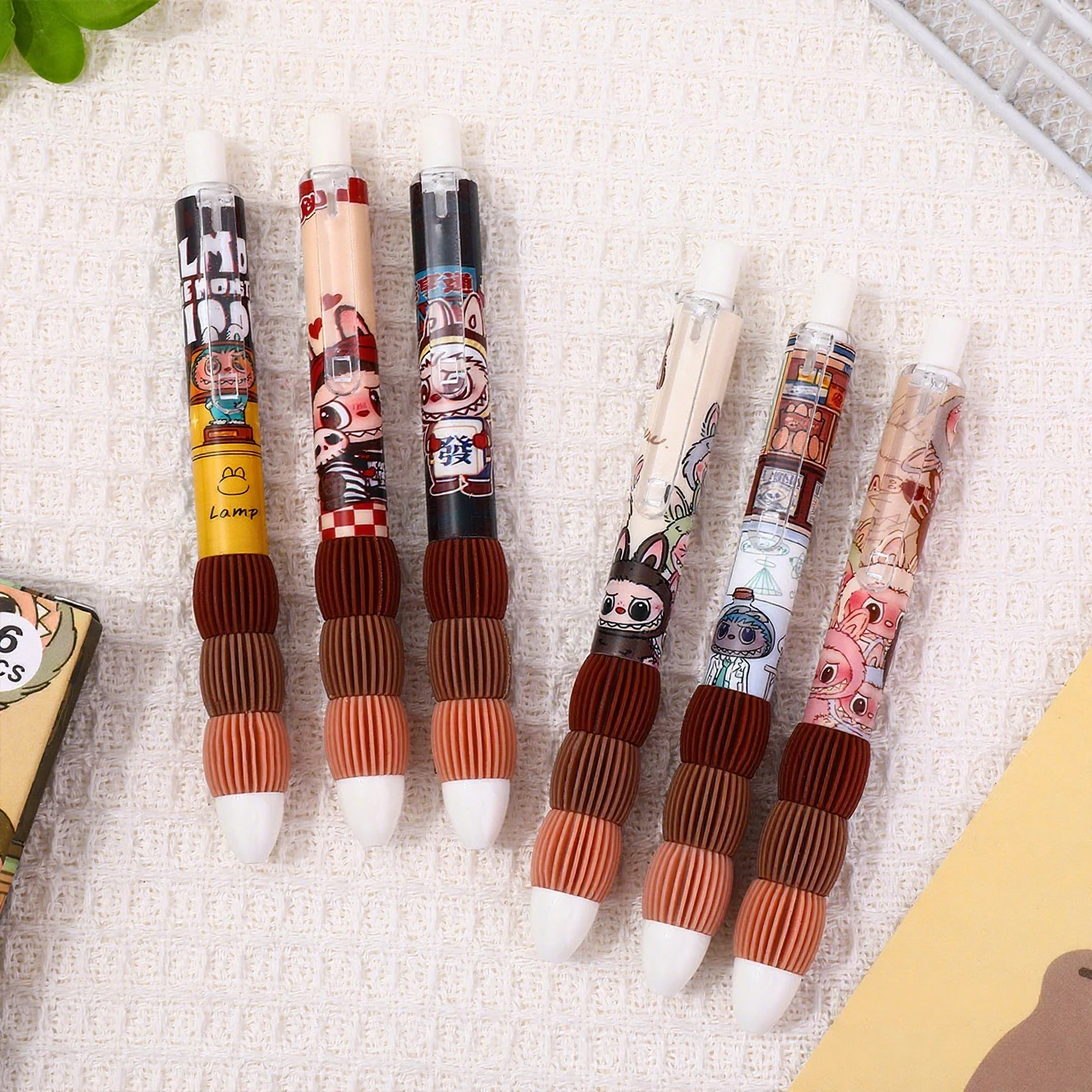 6 pieces Cartoon student ST quick-drying neutral pen press load-reducing pen carbon black pen signature pen image 6